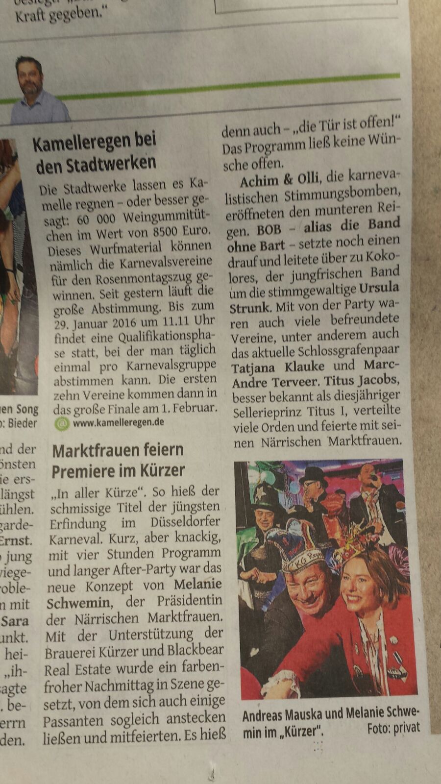 Artikel in der WZ am 13.01.2016